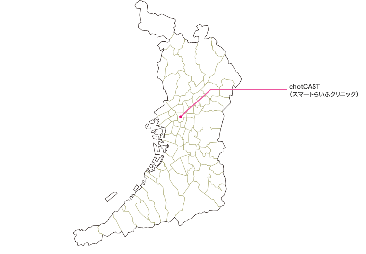 chotCAST（スマートらいふクリニック）の場所を示した地図